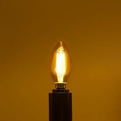 Luxrite E12 LED Filament Yellow Light Bulbs, 4.5W (40W Equivalent), Colored Glass Candelabra Bulb, UL Listed, E12 Base, Indoor Outdoor, Porch, Decoration, Party, Holiday, Event, Home Lighting (6 Pack)