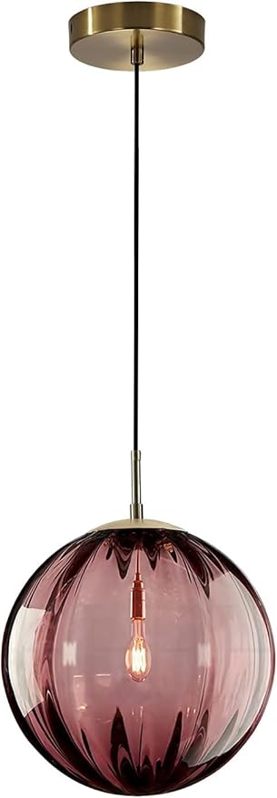 KCO Lighting Modern Globe Pendant Light Contemporary Small Gold Pendant Lighting Kitchen Island Lights Small Glass Hanging Lights (Burgundy-7.9”)