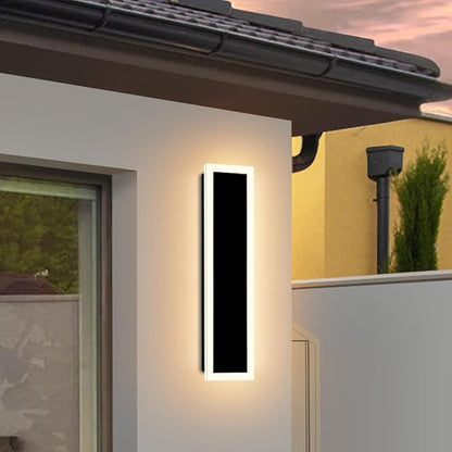 18inch Modern Outdoor Wall Light Porch Light LED Long Wall Light Fixture IP65 Waterproof Wall Lamps, Dimmable 18W 1620LM Black Wall Sconce, 3000/4000/5000K Selectable, ETL