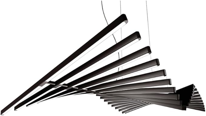JAYMP Designer Chandelier Modern Dimmable LED Pendant Light, Adjustable Strip Light Bar, Kitchen Island Dining Room Hanging Lamp (Black, 30 Lights)