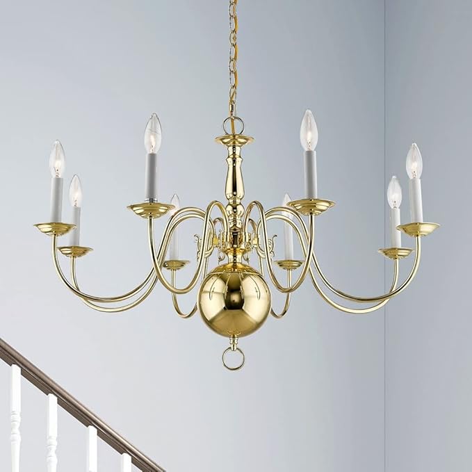 Livex Lighting 5007-07 Williamsburgh 8-Light Chandelier, Bronze, 32" x 32" x 20.5"