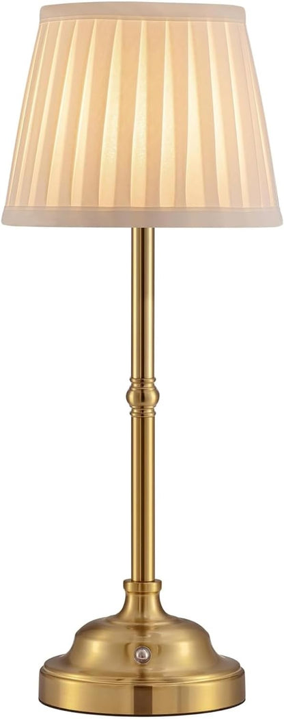 YIEONSHION Portables Cordless Table Lamp, Fabric Shade Desk Lamp, Rechargeable Battery Powered Lighting, Dimmable Light for Dining Room, Bedroom, Bedside, Bar, Night Light, Camping, Balcony