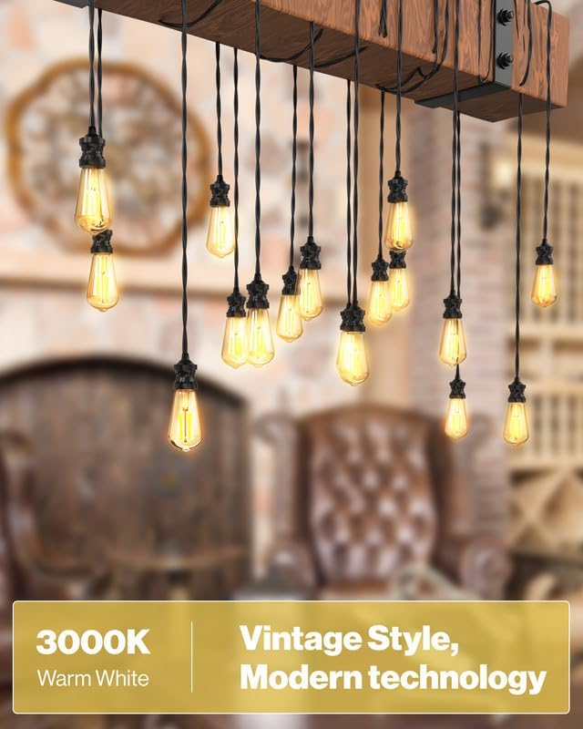 Sunco 16 Pack Dusk to Dawn Indoor Residential Vintage LED Edison Bulbs 75W Equivalent 7W, 850 Lumens Non-Dimmable ST58 Filament, ST18, 3000K Warm White, E26 Medium Base 120V Clear Glass Light Bulbs