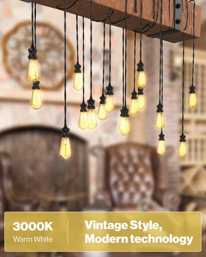 Sunco 16 Pack Dusk to Dawn Indoor Residential Vintage LED Edison Bulbs 75W Equivalent 7W, 850 Lumens Non-Dimmable ST58 Filament, ST18, 3000K Warm White, E26 Medium Base 120V Clear Glass Light Bulbs