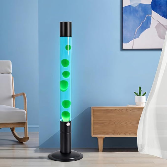 30-Inch Relaxing Liquid Motion Lamps,Magma Lamps, Home Decor Living Room Office Bedroom Lamp for Adults (White Water Red Wax) (Blue Water Green Wax)