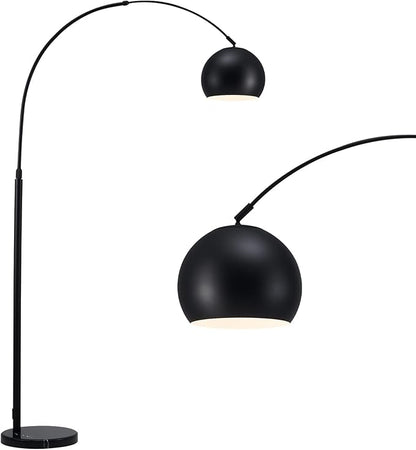 CO-Z Modern Arc Floor Lamp 69", Arch Floor Lamps with LED Bulb, Inner White Metal Shade and Marble Base, Contemporary Standing Light for Living Room Couch Sofa