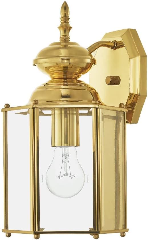 Livex Lighting 2007-02 Outdoor Wall Lantern with Clear Beveled Glass Shades, Polished Brass