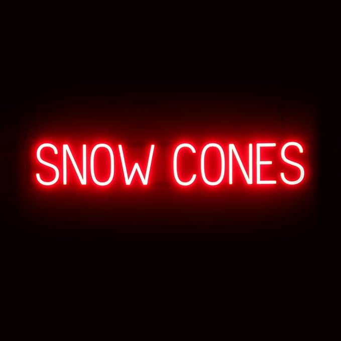SpellBrite SNOW CONES Sign | Treat-Related Sign with Neon Look, Red LED Light Source | 39.7" x 6.3"