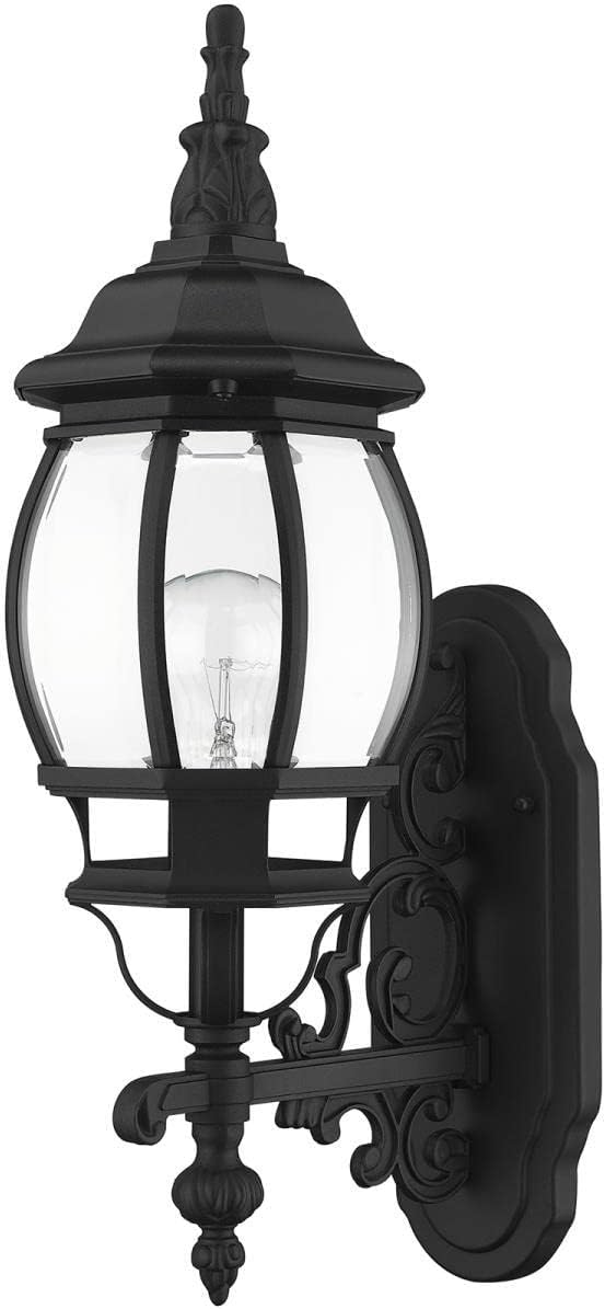 Livex Lighting 7520-04 Outdoor Wall Lantern with Clear Beveled Glass Shades, Black, 21" x 7" x 21"
