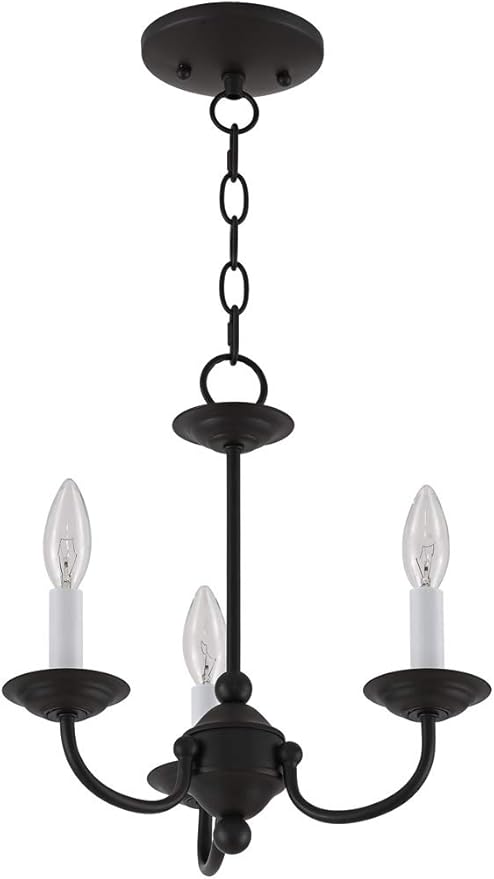 Livex Lighting 4153-04 Home Basics 3 Light Black Mini Chandelier, 14Hx14W