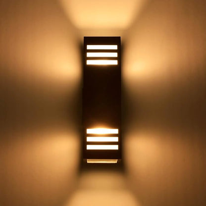 wowlite Outdoor Wall Lights Dusk to Dawn 2 Pack, Modern Porch Lights Outdoor Wall Sconce Square, Bronze Up and Down Lights, Waterproof Exterior Light Fixture for House Garage Patio, ETL Listed