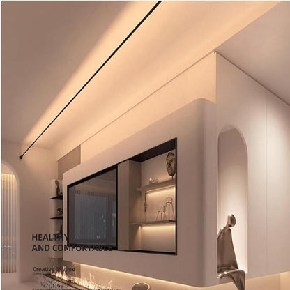 Skyline Steel Strip Light Linear Wall Lamp Strip Family Decoration Steel Bar Villa Aisle Bar DIY Length LED Light Cutting Slim Sconce 236Inch for Wall Ceiling Floor Lighting,4000K Black