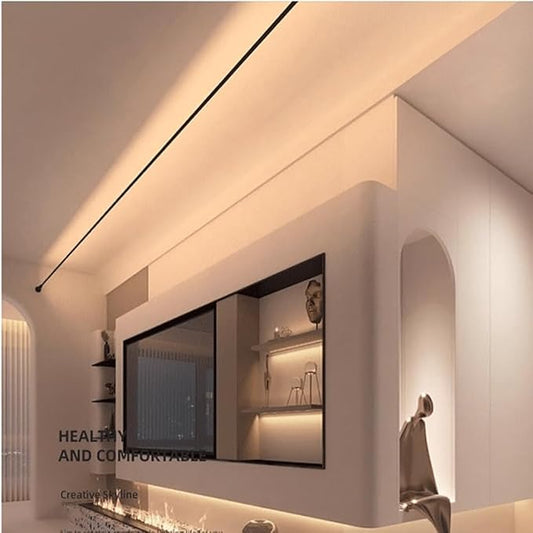 Skyline Steel Strip Light Linear Wall Lamp Strip Family Decoration Steel Bar Villa Aisle Bar DIY Length LED Light Cutting Slim Sconce 236Inch for Wall Ceiling Floor Lighting,4000K Black