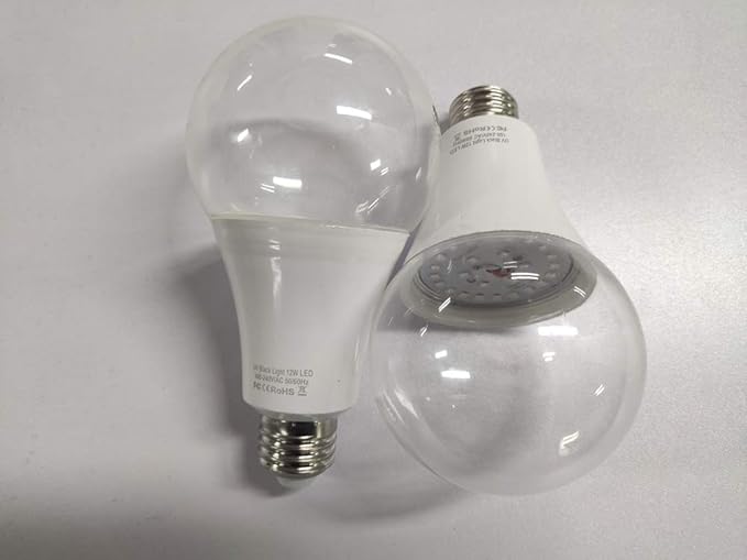 LED Black Light Bulbs,12W E26 Base(110V- 240V) UV Blacklight Bulb, Glow in The Dark,Black Lights for Glow Party,Fluorescent Poster,Halloween,Body Paint,Neon Glow(8 Pack)