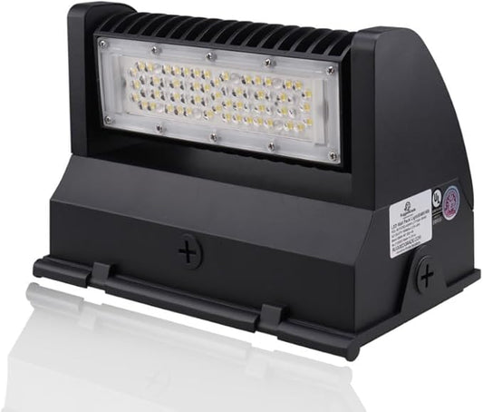 RuggedGrade 40W - Rotate III Series LED Wall Pack - 5,600 Lumens - 3000K Warm White - High Efficiency 140 Lumen per Watt - Outdoor LED Wall Light - Black Color - DLC 5.1 Premium