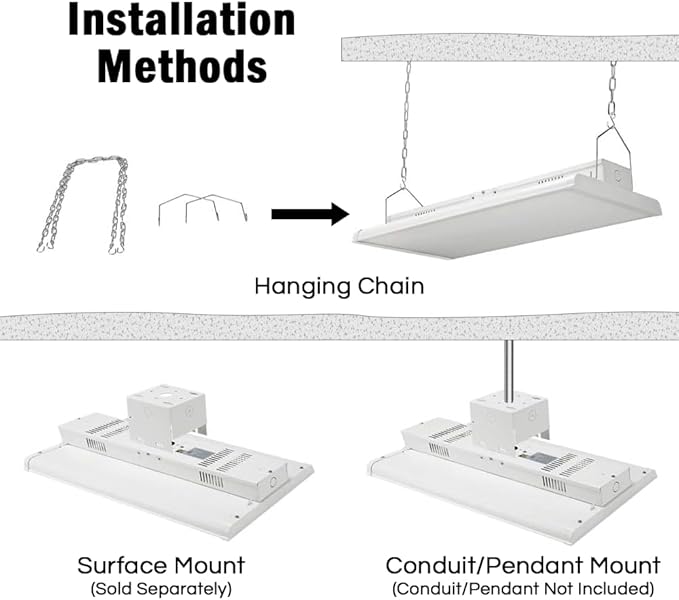 Konlite 2 Pack Linear LED Bay Ceiling Shop Light - 2 Ft - 105W 5000K 1-10V Dimming 14170 Lumens - Equal to 4 lamp T5 Ceiling Light Fixture - No Maintenance for Life