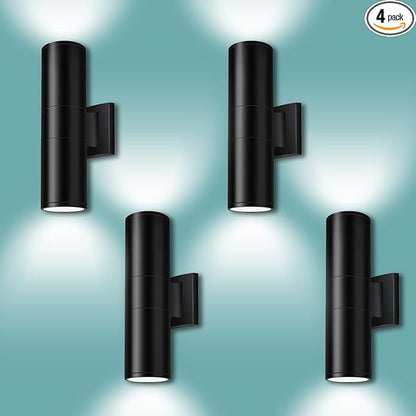 Dusk to Dawn Outdoor Wall Lighting,Double Up Down Aluminum Waterproof Wall Light with Sensor -Modern Outdoor Light Fixture for Porch, Backyard and Patio-ETL Listed (4 Pack)