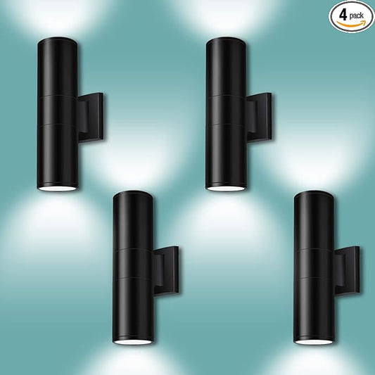 Dusk to Dawn Outdoor Wall Lighting,Double Up Down Aluminum Waterproof Wall Light with Sensor -Modern Outdoor Light Fixture for Porch, Backyard and Patio-ETL Listed (4 Pack)