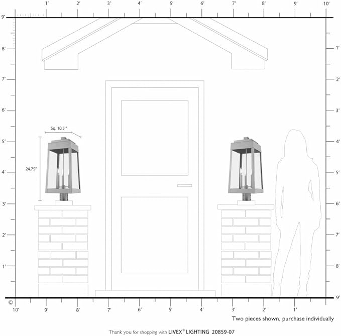 Livex Lighting 20859-04 Oslo - 24.75" Three Light Outdoor Post Top Lantern, Black Finish with Clear Glass