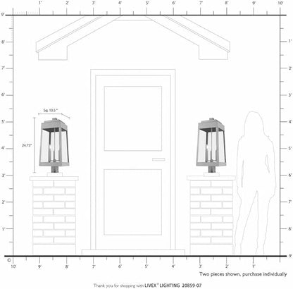 Livex Lighting 20859-04 Oslo - 24.75" Three Light Outdoor Post Top Lantern, Black Finish with Clear Glass