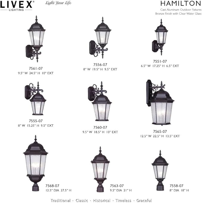 Livex Lighting 7557-07 Hamilton 4 Light Outdoor 4 Head Post, Bronze,25" x 24.5" x 28"