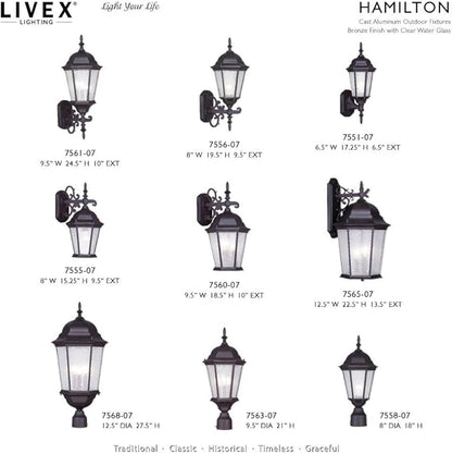 Livex Lighting 7557-07 Hamilton 4 Light Outdoor 4 Head Post, Bronze,25" x 24.5" x 28"