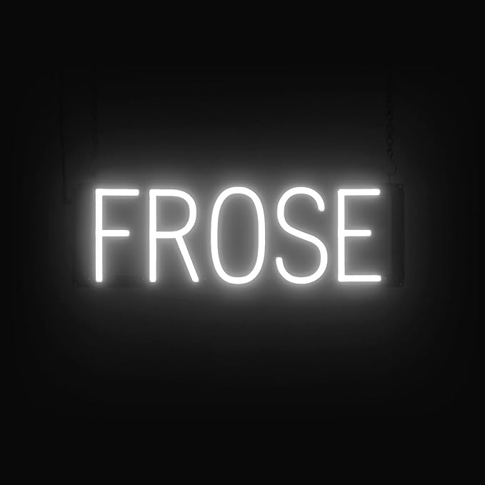 SpellBrite FROSE Sign | Wine-Related Sign with Neon Look, White LED Light Source | 19.8" x 6.3"