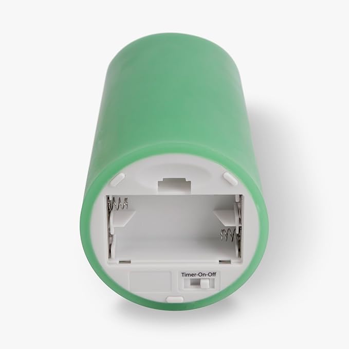 Luminara Flameless LED Battery Operated Flickering Pillar Moving Flame Candles (Vibrant Green, 3" x 6.5")