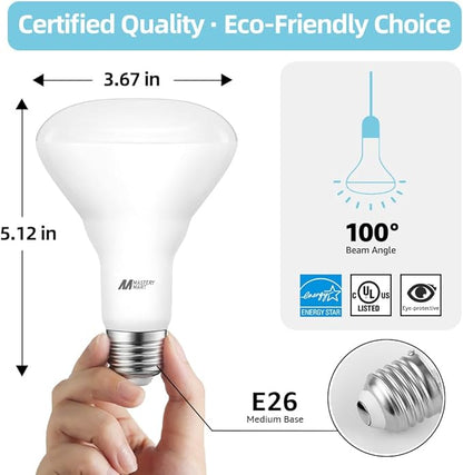 12 Pack BR30 LED Bulbs, 65W Equivalent, 10W 4000K Neutral White, 700 Lumens, Flicker-Free, Dimmable Recessed Can Flood Lights for Home & Kitchen, Long Lasting & Energy Efficient, E26 Base, UL Listed