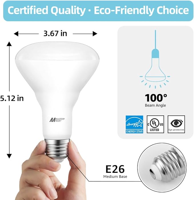 36 Pack BR30 LED Bulbs, 65W Equivalent, 4000K Neutral White, 700 Lumens, Flicker-Free, Dimmable Recessed Can Flood Lights for Home & Kitchen, Long Lasting & Energy Efficient, E26 Base, UL Listed