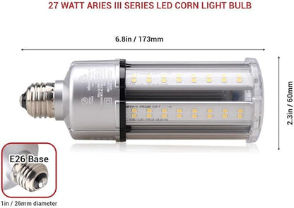 RuggedGrade Aries III Series 27W LED Corn Bulb | 3,646 Lumens | 5700K Cool White | E26 Base | Built-in 4KV Surge | Dimmable | DLC 5.1 Premium
