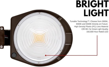 RuggedGrade 60W - Vontair Series - LED Barn Style Light with Photocell - 9,000 Lumens - Color Selectable 3000K/4000K/5000K - Brown Housing - Outdoor Light - DLC 5.1 Premium