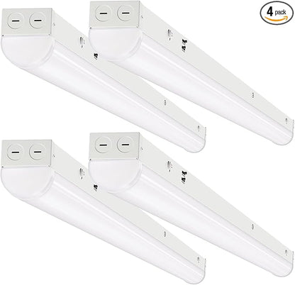 DAKASON 4FT LED Linear Light Fixture, 4 Foot LED Shop Lights 40/32/24W 35/40/5000K CCT Selectable, 4Feet Commercial Bay Lighting Fluorescent Tube Replacement for Office Garage 4 Pack