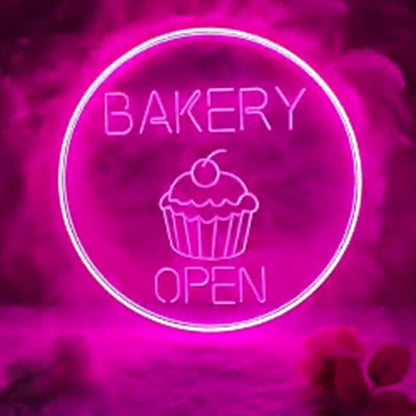 Bakery Open Neon Sign,Custom Shop Open Neon Sign,3D Engrave Acrylic Sign for Bakery,Shop Welcome Led Sign,Neon Kitchen Decor,USB Neon Art Size:16x16inch