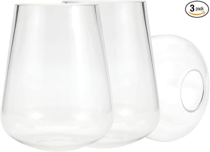 Wine Glass Lamp Shade for Light Fixture, 6.3" Height, 1-5/8 Inch Fitter, 3 Pack Clear Glass Shade Replacement Globe