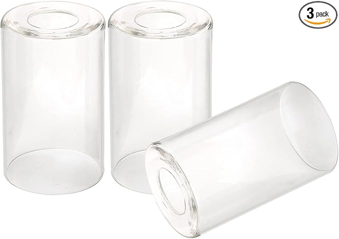 3 Pack Clear Glass Shade, Cylinder Light Fixture Replacement Globe or Cover with 1-5/8-Inch Fitter for Chandelier Wall Sconce Pendant Light, G0072
