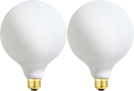 Leools G40 LED Light Bulb 4W Dimmable Flick-Free Matt White CRI95 438LM, 40-60W Equivalent Vintage LED Edison Globe Light Bulb,3000K Soft White E26 Standard Base,2Pack