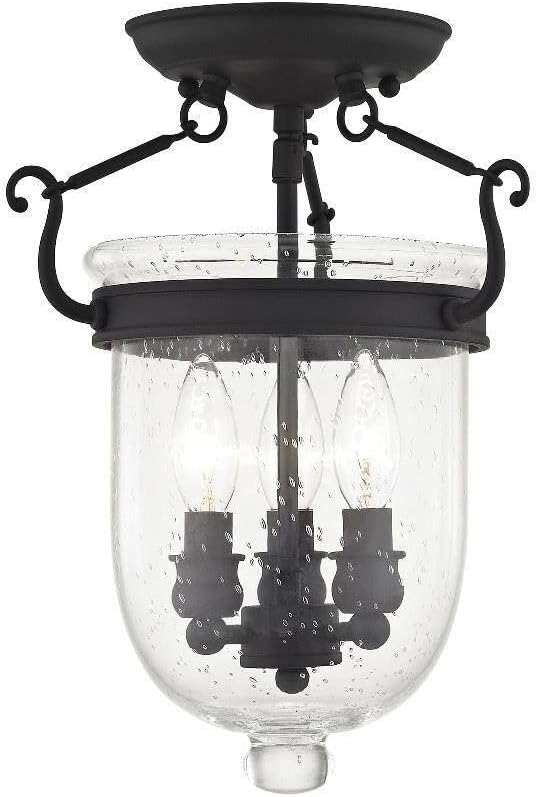 Livex Lighting 5081-04 Jefferson 3-Light Ceiling Mount, Black