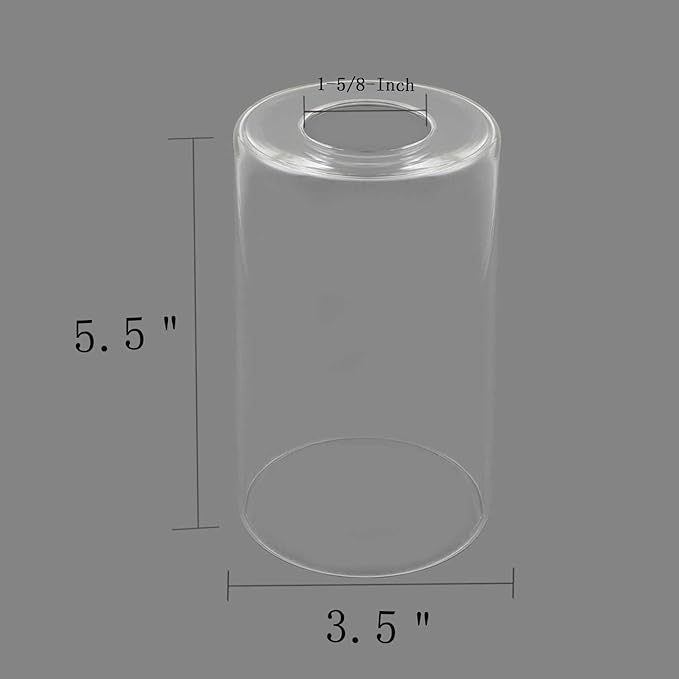 3 Pack Clear Glass Shade, Cylinder Light Fixture Replacement Globe or Cover with 1-5/8-Inch Fitter for Chandelier Wall Sconce Pendant Light, G0072