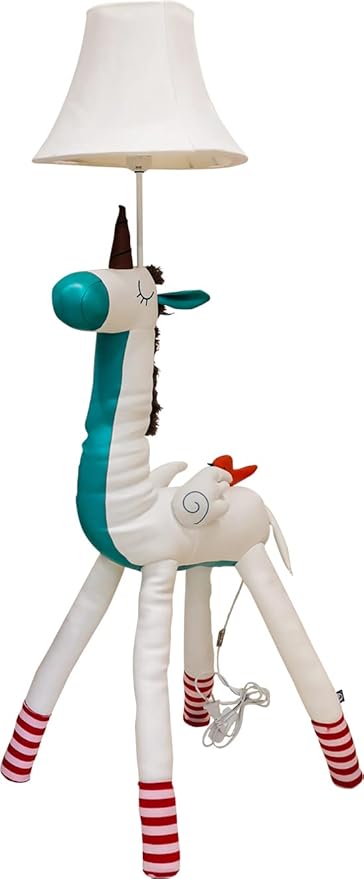 Floor Lamp, Easy-Care Artificial Leather Kids Floor Lamp for Bedroom, 51 Inch Tall White Unicorn Hand-Stitched Design Standing Lamp, Package Come with an E26 LED Bulb (White Unicorn)