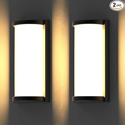 Sytmhoe Modern Exterior Wall Lights, 2Packs 3000k Outdoor Light Fixtures,LED Wall Mounted Lamps,Matte Black Porch&Patio Light for House,IP65 Waterproof for Garage Hallway Stairs Gardens(2packs)