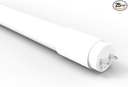 – 25-Pack T8 LED Tube Light 4FT, 12W 1800LM, Type A Ballast Compatible, 4100K Daylight, UL-Listed, Easy Plug & Play Fluorescent Replacement, Energy-Saving for Shop & Office
