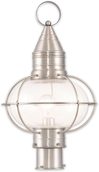 Livex Lighting 26905-91 Transitional One Light Outdoor Post-Top Lanterm from Newburyport Collection in Pwt, Nckl, B/S, Slvr. Finish, Brushed Nickel