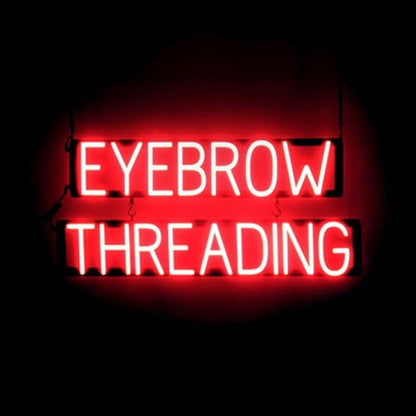 SpellBrite EYEBROW THREADING Sign | Beauty-Related Sign with Neon Look, Red LED Light Source | 33.0" x 15.0"