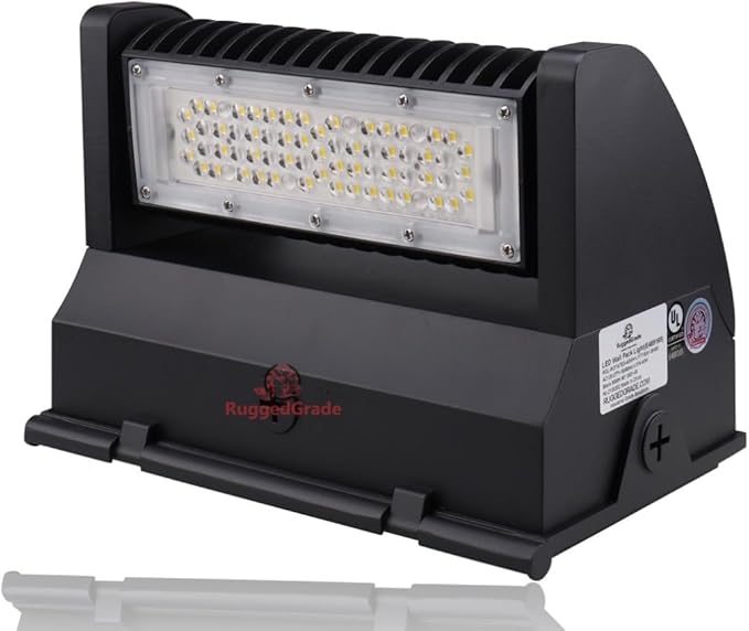 RuggedGrade 40W - Rotate IV Series LED Wall Pack - 5,800 Lumens - 5000K Bright White - Wattage Selectable - Outdoor LED Wall Light - Black Housing - DLC 5.1 Premium