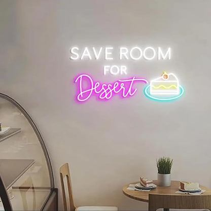 Save Room for Dessert Neon Sign, Dessert Cake Wall Decor, Cake Bake Shop Wall Light, Bake Shop Dessert Sign, Décor Ideas for Cake Shops Size:W20 x H9inches