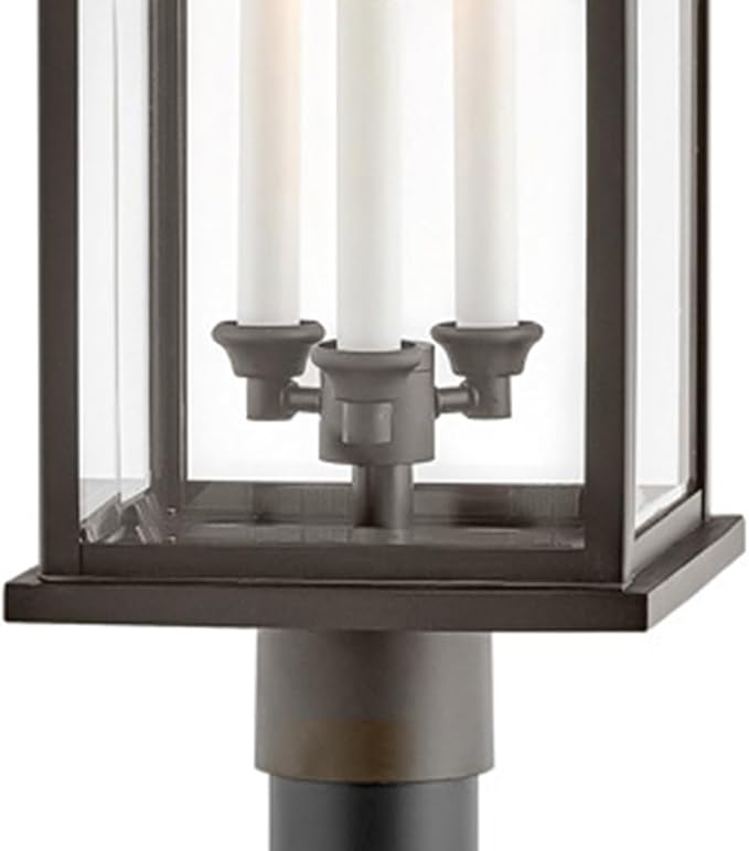 Hinkley Weymouth Collection Three Light Outdoor Large Post Top or Pier Mount Lantern, Oil Rubbed Bronze