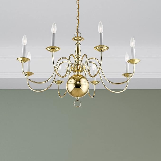 Livex Lighting 5007-01 Williamsburgh 8-Light Chandelier, Antique Brass,Copper
