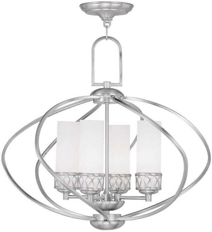 Livex Lighting 4724-91 Westfield 4-Light Chandelier, Brushed Nickel, 22"L x 22"W x 21.25"H