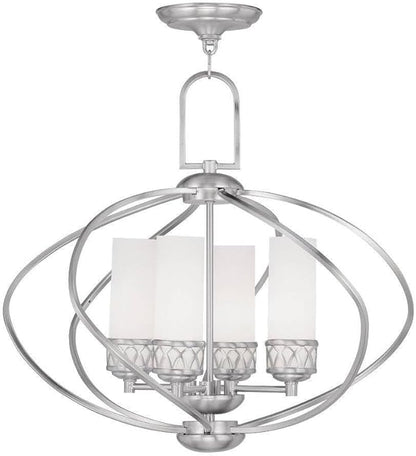 Livex Lighting 4724-91 Westfield 4-Light Chandelier, Brushed Nickel, 22"L x 22"W x 21.25"H